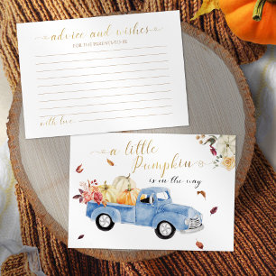 Vintage Blue Truck Advice Shower Fall Baby Shower Enclosure Card