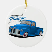 Vintage Blue Truck Ceramic Ornament