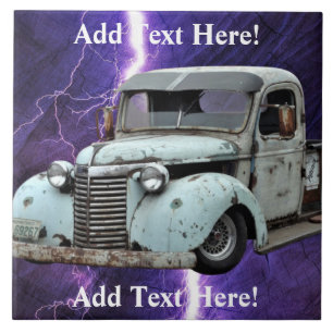 Vintage Blue Truck Ceramic Tile