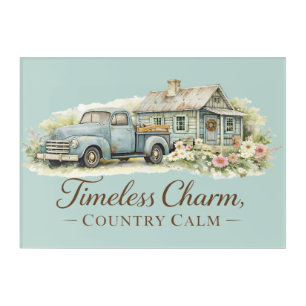 Vintage Blue Truck Cottage Wildflower Calm  Acrylic Print
