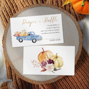 Vintage Blue Truck Diaper Raffle Fall Baby Shower Enclosure Card