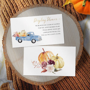 Vintage Blue Truck Display Shower Fall Baby Shower Enclosure Card