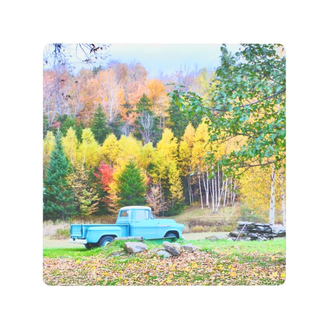 Vintage Blue Truck  Metal Wall Art (Front)