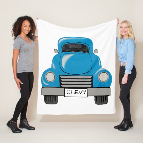 Vintage Blue Truck  Personalised Blanket