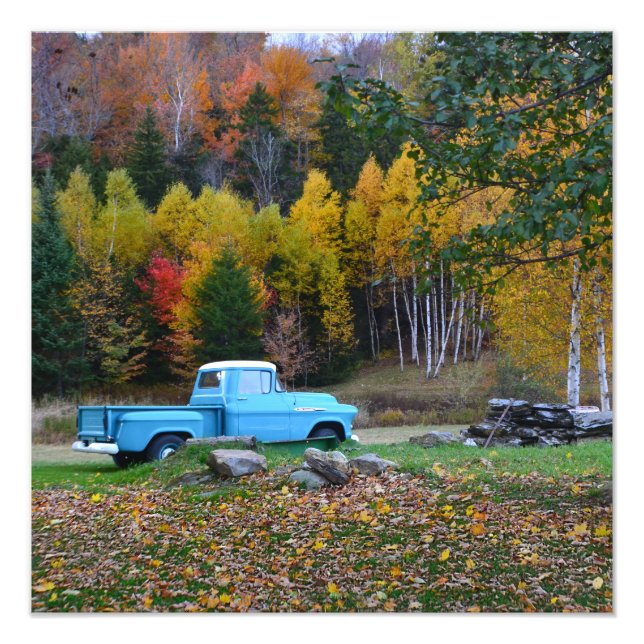 Vintage Blue Truck Photo Enlargement (Front)