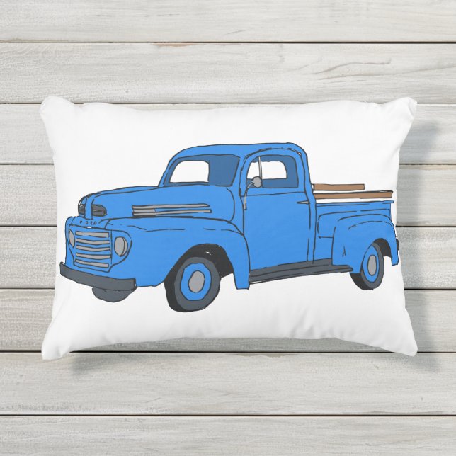 Vintage Blue Truck Pillow (Front)