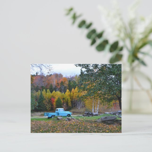 Vintage Blue Truck Postcard (Standing Front)
