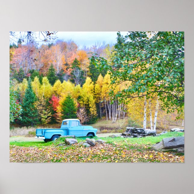Vintage Blue Truck  Poster (Front)