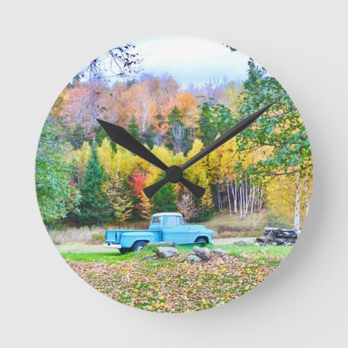 Vintage Blue Truck Wall Clock