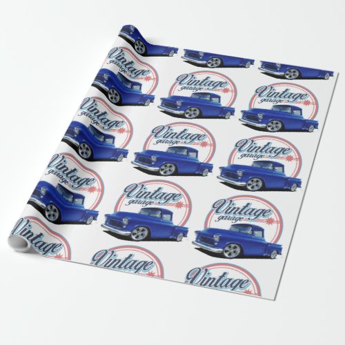 Vintage Blue Truck Wrapping Paper