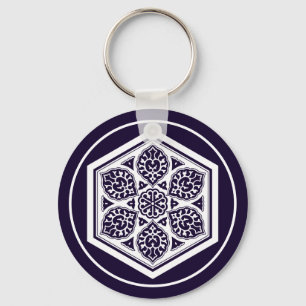 Vintage Blue Turkish Rosette Geometric Oriental Keychain