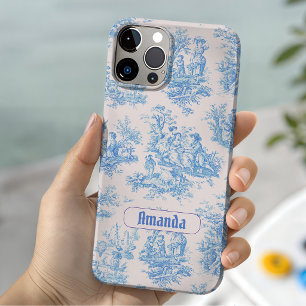 Vintage Blue Turquoise French Toile Monogram iPhone 14 Case