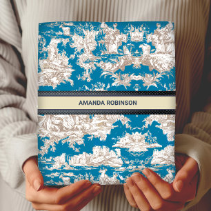 Vintage blue turquoise toile de jouy monogram wrapping paper sheets