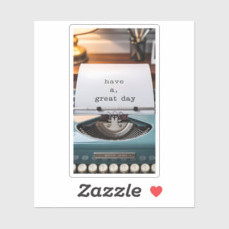 Vintage Blue Typewriter Have A Great Day Nostalgic Sticker