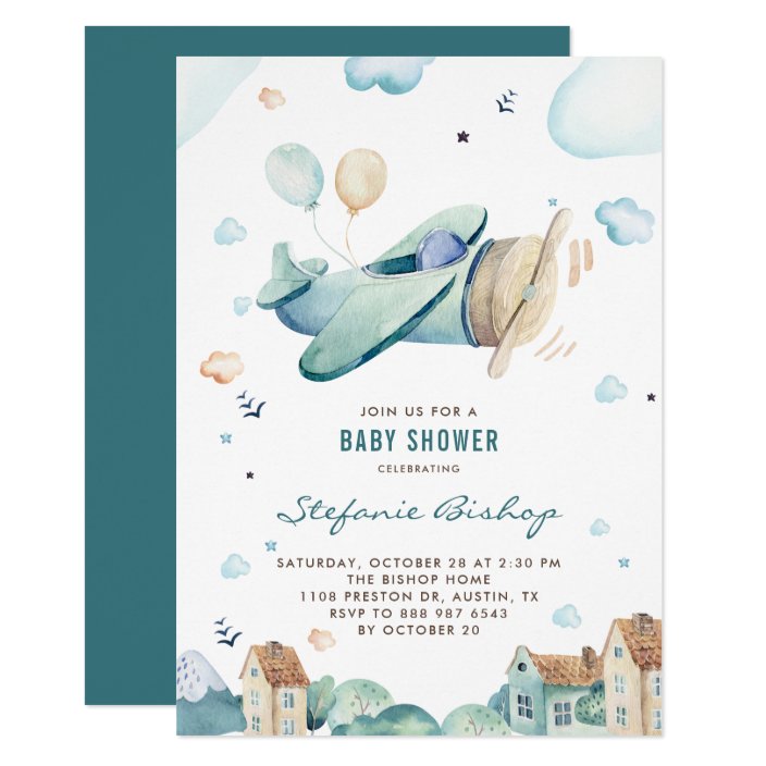 airplane baby shower invitations