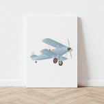 Vintage Blue Watercolor Biplane Canvas Print<br><div class="desc">This vintage watercolor biplane print is a beautiful way to decorate your nursery,  kids room,  or any travel-themed space.</div>