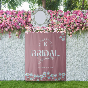 Vintage Blue Watercolor Floral Bridal Shower Tapestry