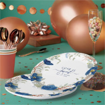 Vintage blue watercolour floral wedding