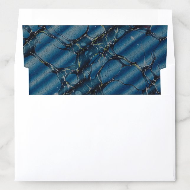 Vintage Blue Wave Marbled Paper Wedding Envelope Liner (In Envelope)