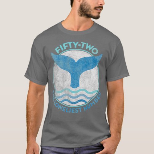 Vintage Blue Wave with Fin and 52 Lonely Whale Des T_Shirt