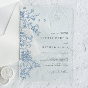 Vintage Blue Wedding Acrylic Invitations