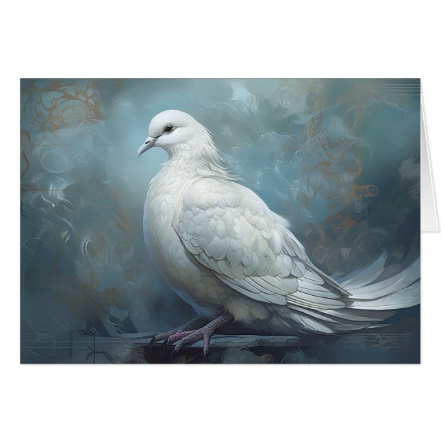 Vintage Blue Wedding Dove Cards (Front Horizontal)