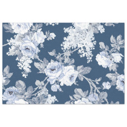 Vintage Blue Wedding Florals Decoupage Tissue Paper