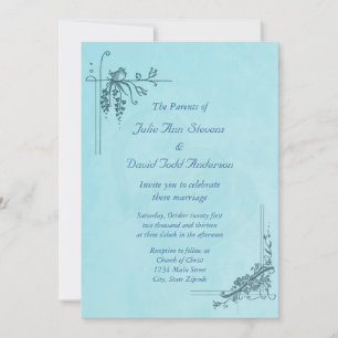 Vintage Blue Wedding Invitation