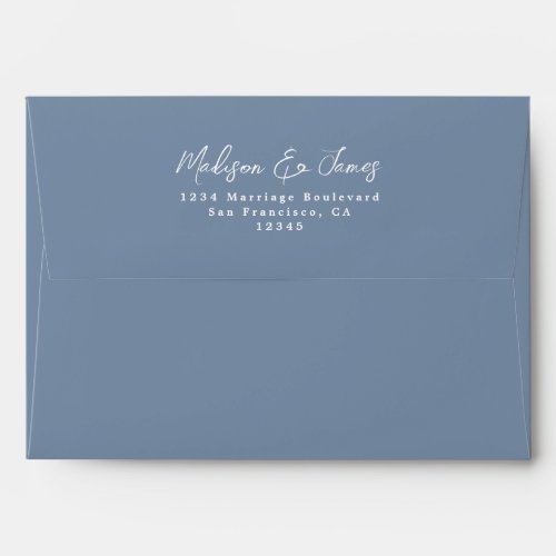 Vintage Blue Wedding Return Address Envelope