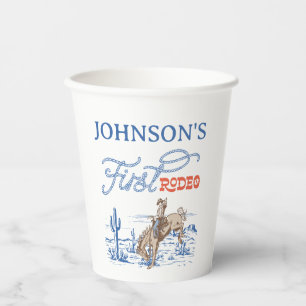 Vintage Blue Western Desert Rodeo 1st Birthday Paper Cups