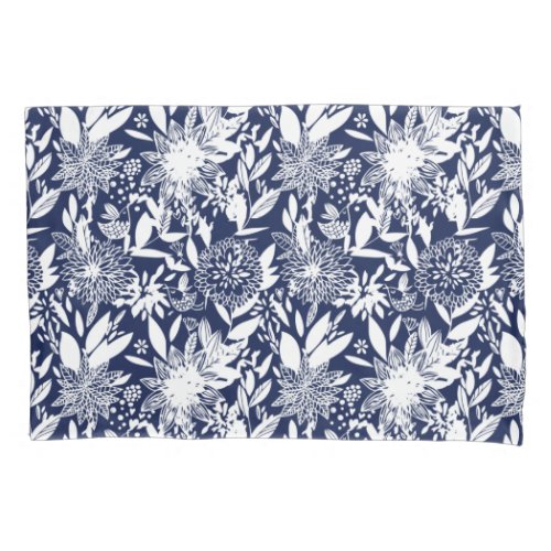 Vintage Blue White Bird Love Floral Garden Pillow Case