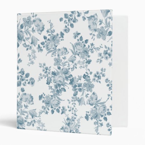 Vintage blue white bohemian elegant floral binder