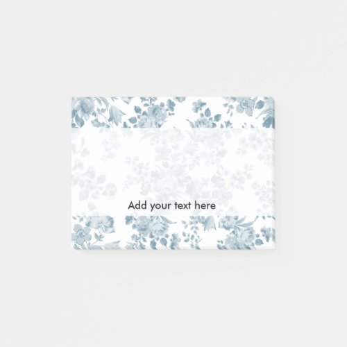 Vintage blue white bohemian elegant floral post_it notes