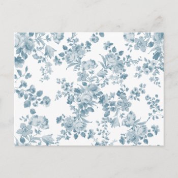 Vintage Blue White Bohemian Elegant Floral Postcard by kicksdesign at Zazzle