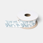 Vintage blue white bohemian elegant floral satin ribbon