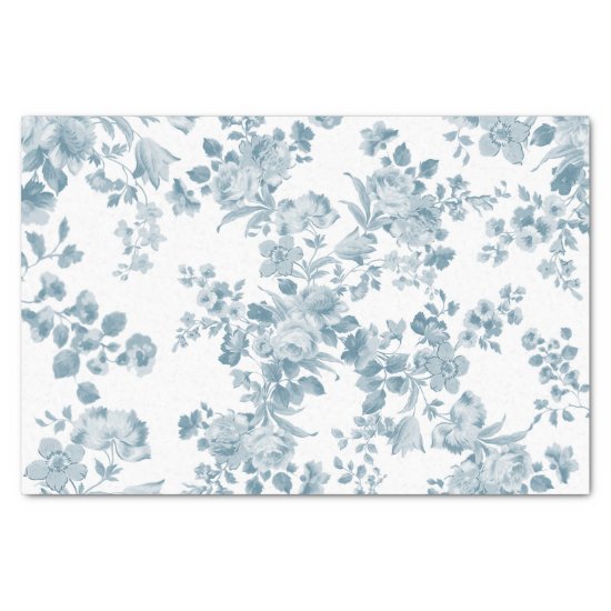 Vintage blue white bohemian elegant floral tissue paper