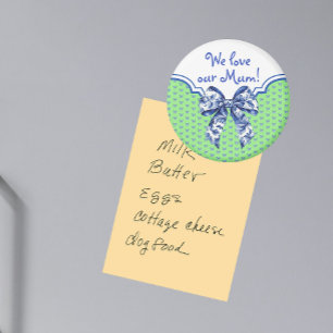 Vintage Blue White Butterfly Bow Personalized Magn Magnet