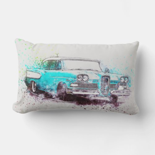 Vintage Blue  White Car Lumbar Pillow