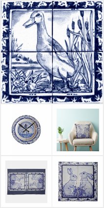 Vintage Blue White Delft and Dedham Animal Decor
