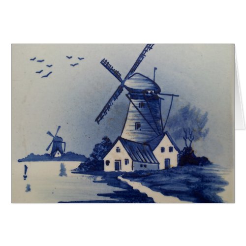 Vintage Blue White Delft Windmill