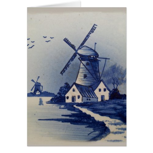 Vintage Blue White Delft Windmill