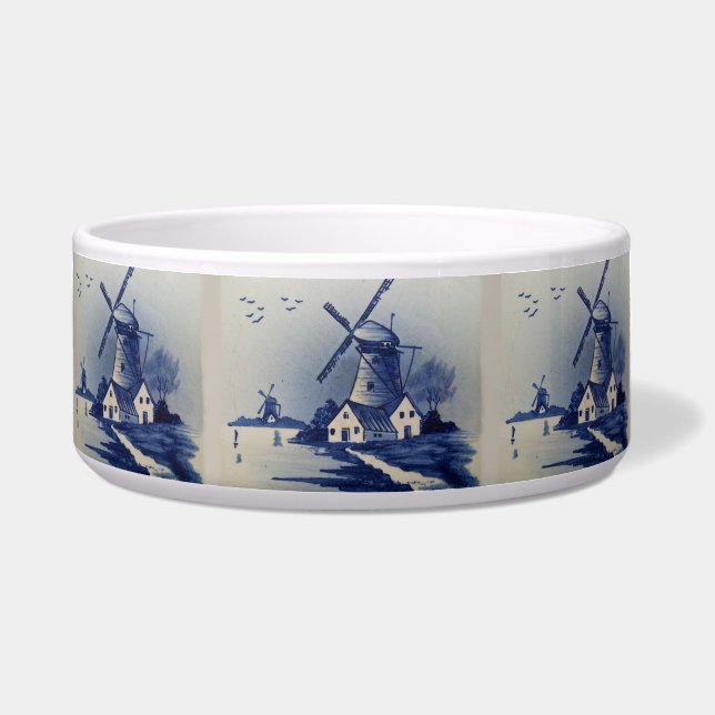Vintage Blue White Delft Windmill Bowl (Front)
