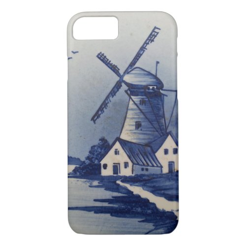Vintage Blue White Delft Windmill iPhone 87 Case