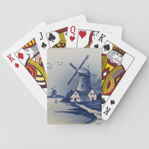 Vintage Blue White Delft Windmill Poker Cards