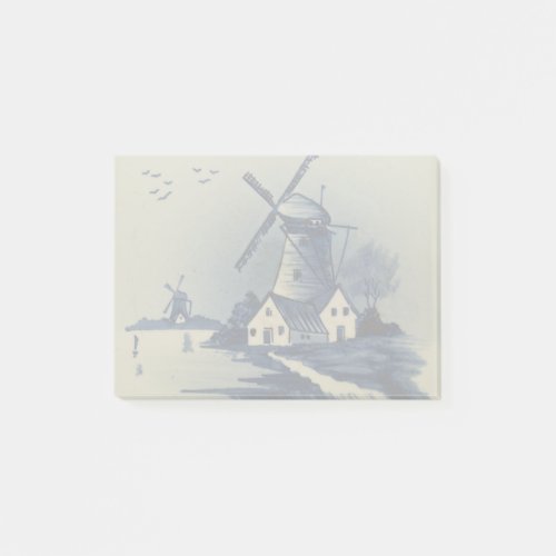 Vintage Blue White Delft Windmill Post_it Notes