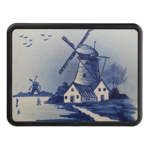 Vintage Blue White Delft Windmill Tow Hitch Cover