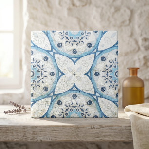 Vintage Blue White Faux Cracked Stone Mosaic Ceramic Tile