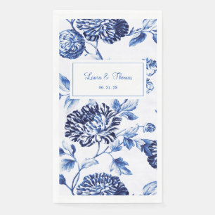 Vintage Blue & White Floral 2 Wedding Paper Guest Towels