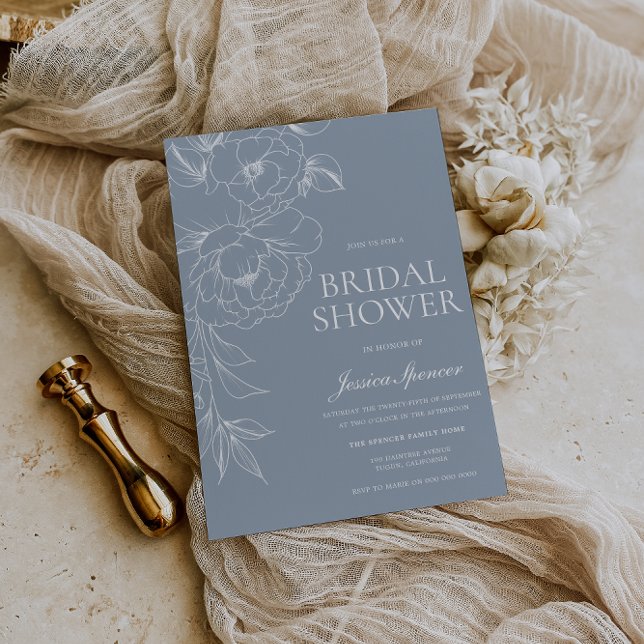 Vintage Blue & White Floral Coastal Bridal Shower Invitation (Creator Uploaded)