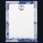 Vintage Blue White Floral Pattern Letterhead Logo<br><div class="desc">A classy vintage blue and white floral business logo design with your business details. Perfect for small and large corporate businesses. Professional and clean design.</div>